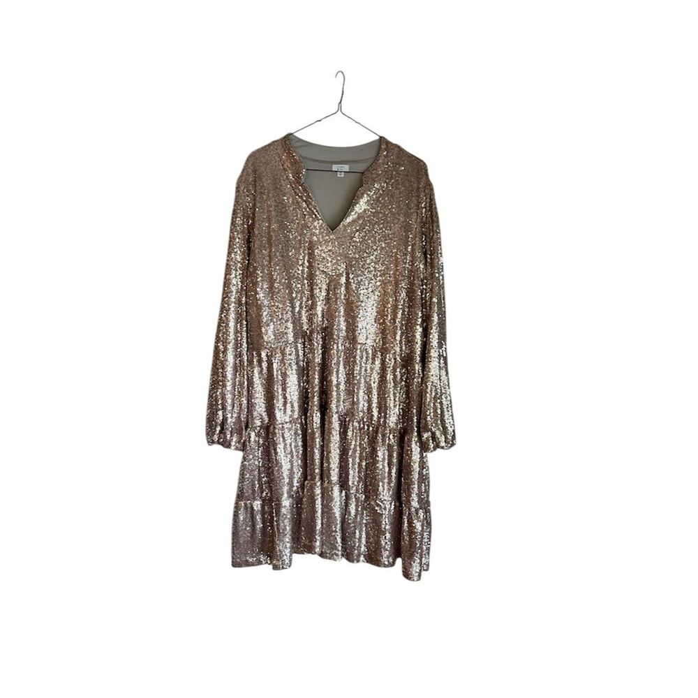 Elegant Gold Long Sleeve Dress